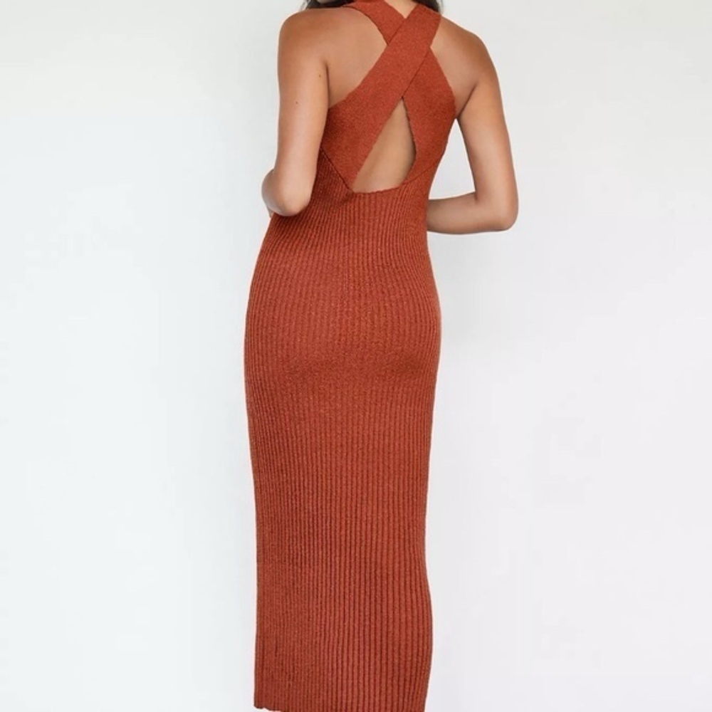 SATURDAY SUNDAY x ANTHROPOLOGIE | Knit Cross-back Dress (Rust color) - Picture 3 of 6